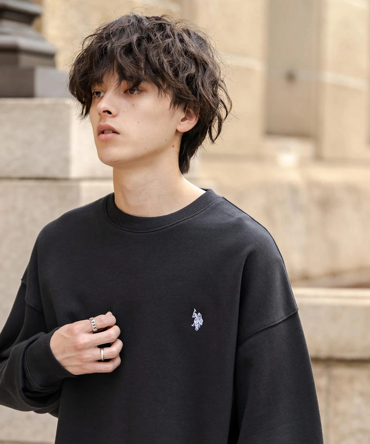 U.S. POLO ASSN. / 寬鬆刷毛刺繡 圓領衫(日本聯名限定)