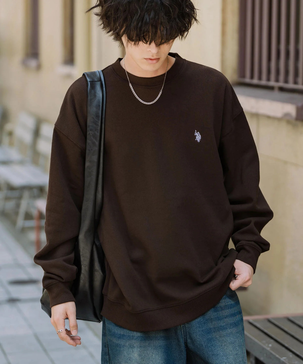 U.S. POLO ASSN. / 寬鬆刷毛刺繡 圓領衫(日本聯名限定)
