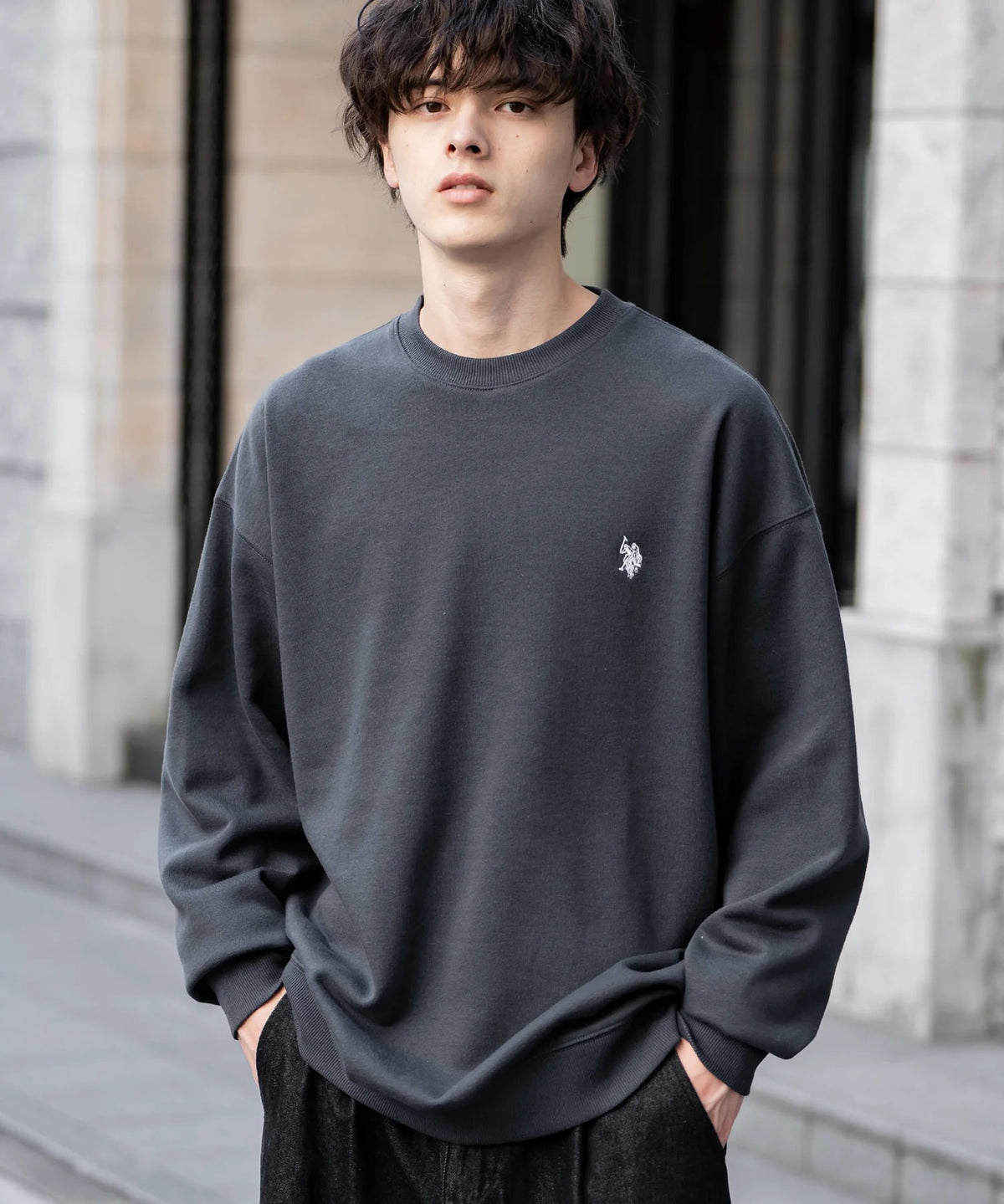 U.S. POLO ASSN. / 寬鬆刷毛刺繡 圓領衫(日本聯名限定)