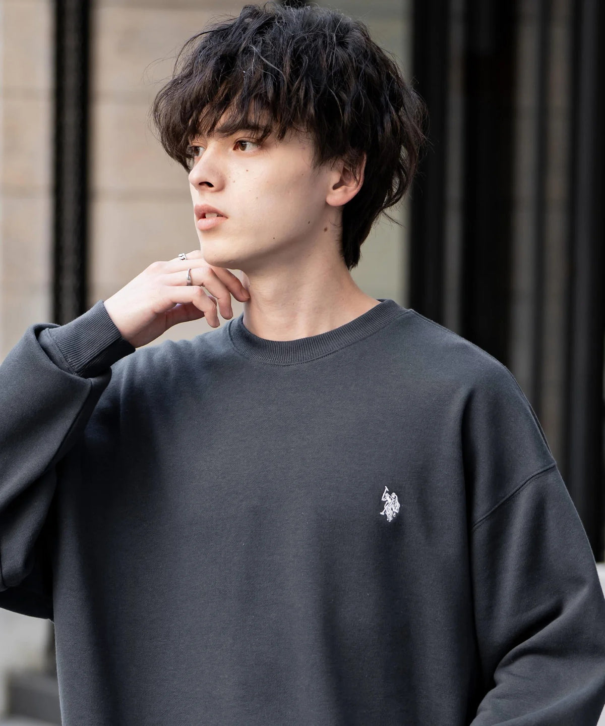 U.S. POLO ASSN. / 寬鬆刷毛刺繡 圓領衫(日本聯名限定)