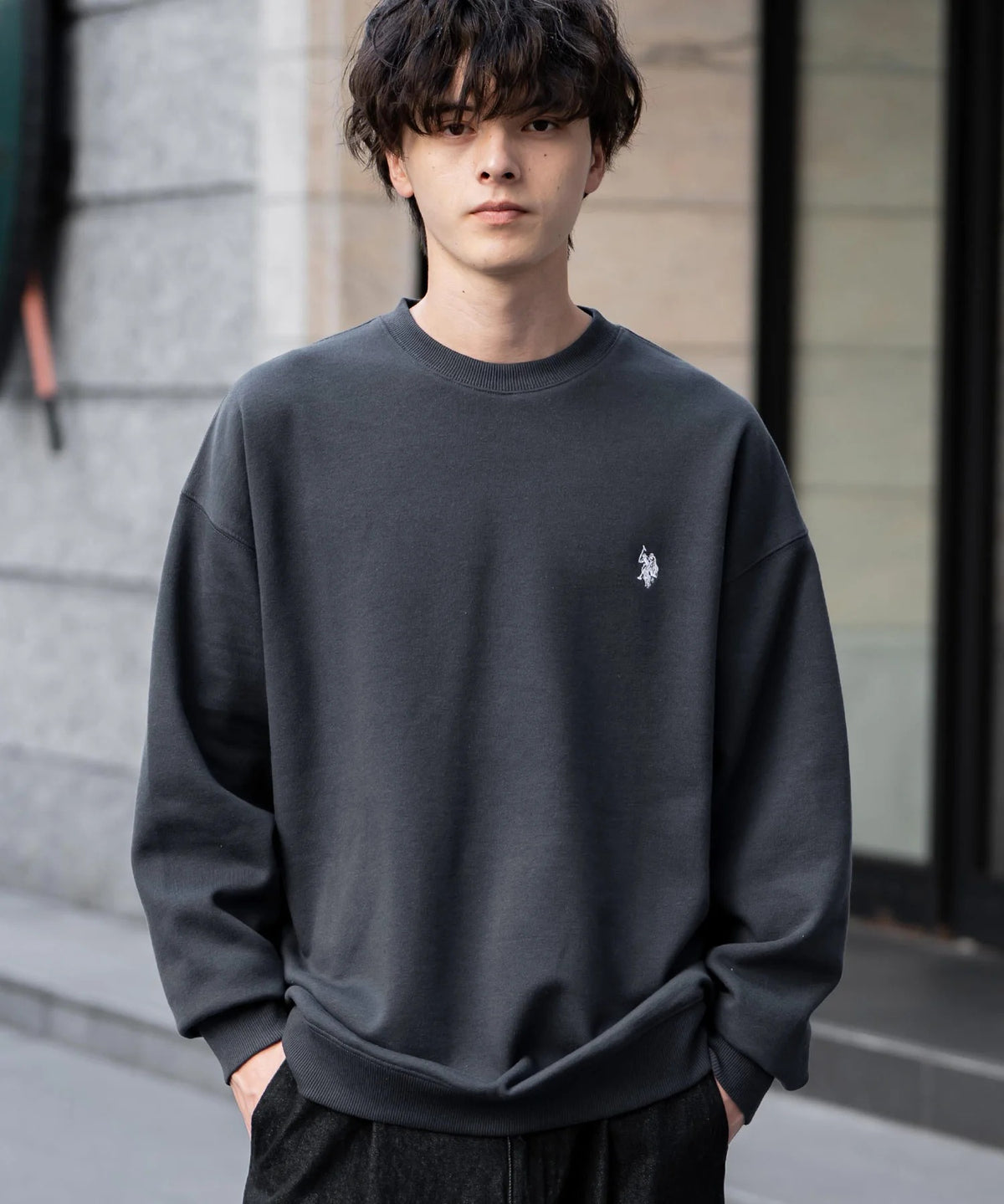 U.S. POLO ASSN. / 寬鬆刷毛刺繡 圓領衫(日本聯名限定)