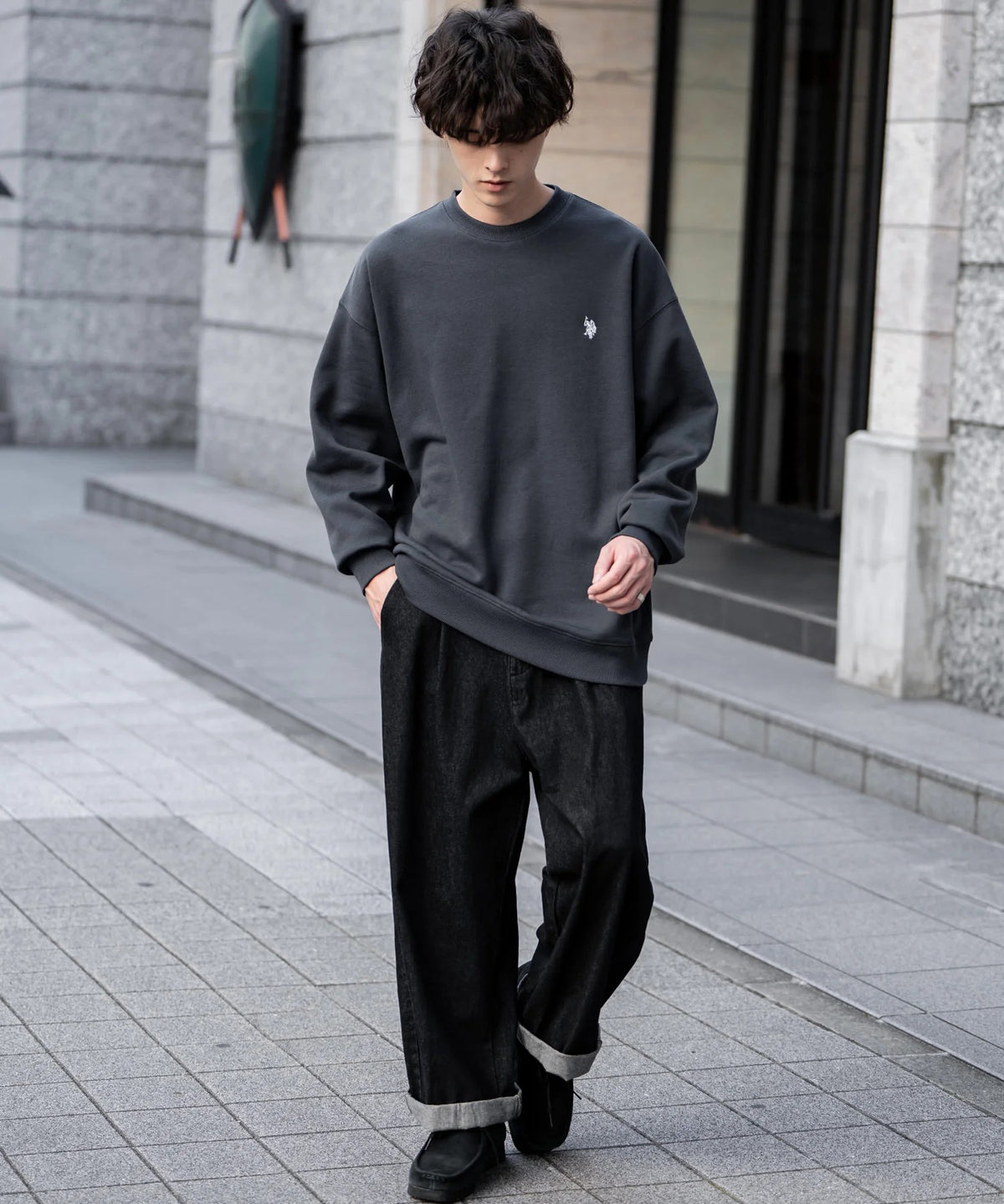 U.S. POLO ASSN. / 寬鬆刷毛刺繡 圓領衫(日本聯名限定)