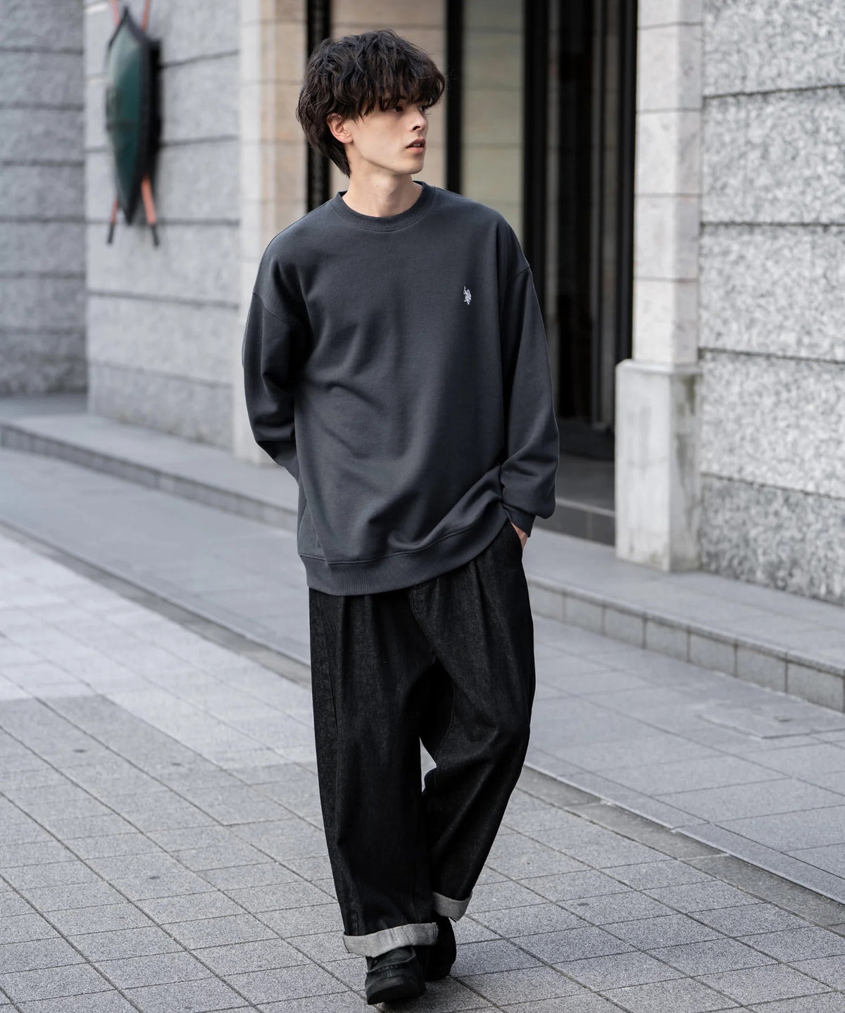 U.S. POLO ASSN. / 寬鬆刷毛刺繡 圓領衫(日本聯名限定)