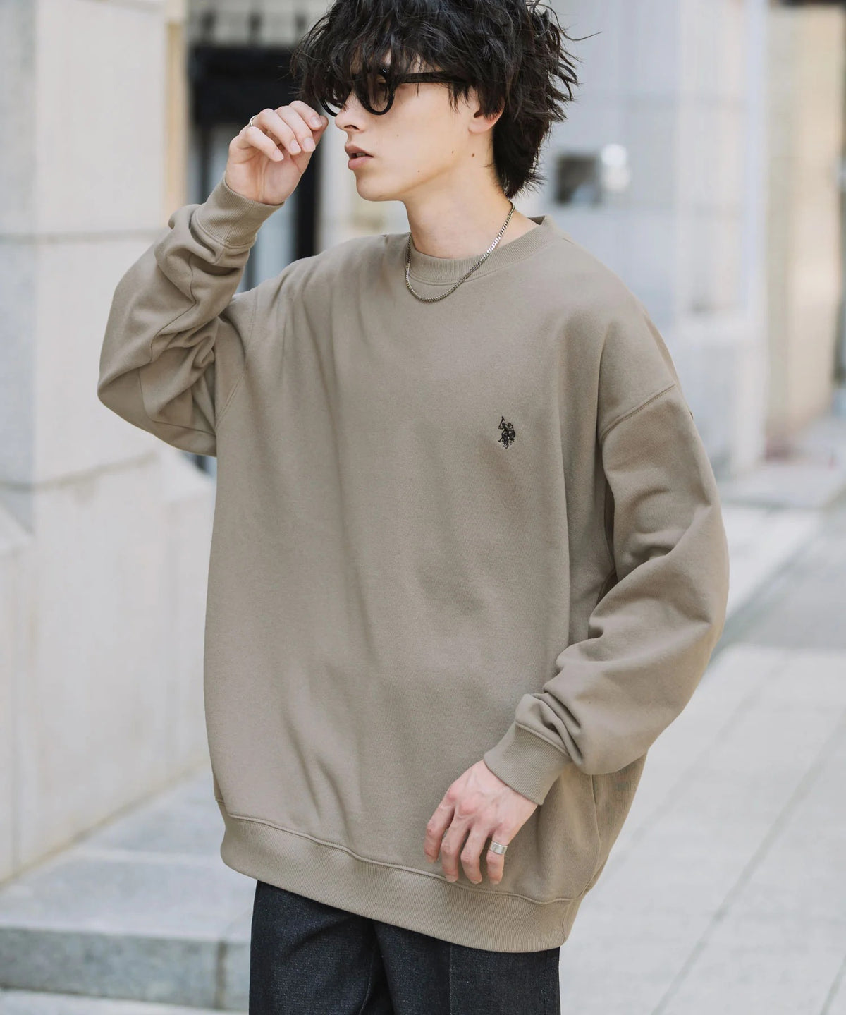 U.S. POLO ASSN. / 寬鬆刷毛刺繡 圓領衫(日本聯名限定)