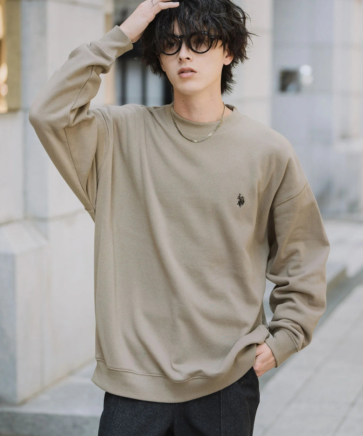 U.S. POLO ASSN. / 寬鬆刷毛刺繡 圓領衫(日本聯名限定)