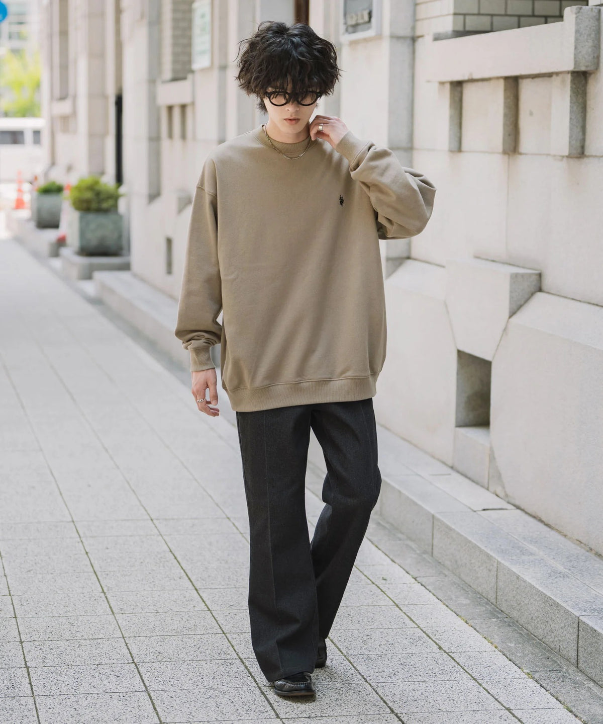 U.S. POLO ASSN. / 寬鬆刷毛刺繡 圓領衫(日本聯名限定)