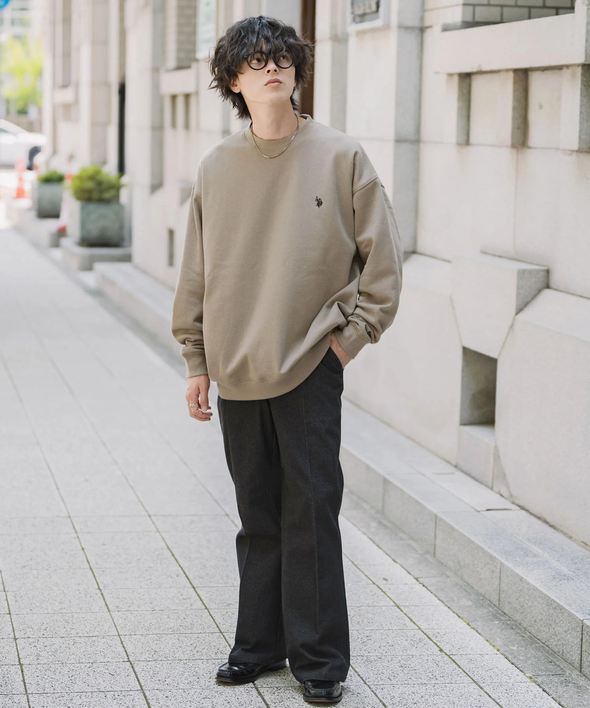 U.S. POLO ASSN. / 寬鬆刷毛刺繡 圓領衫(日本聯名限定)