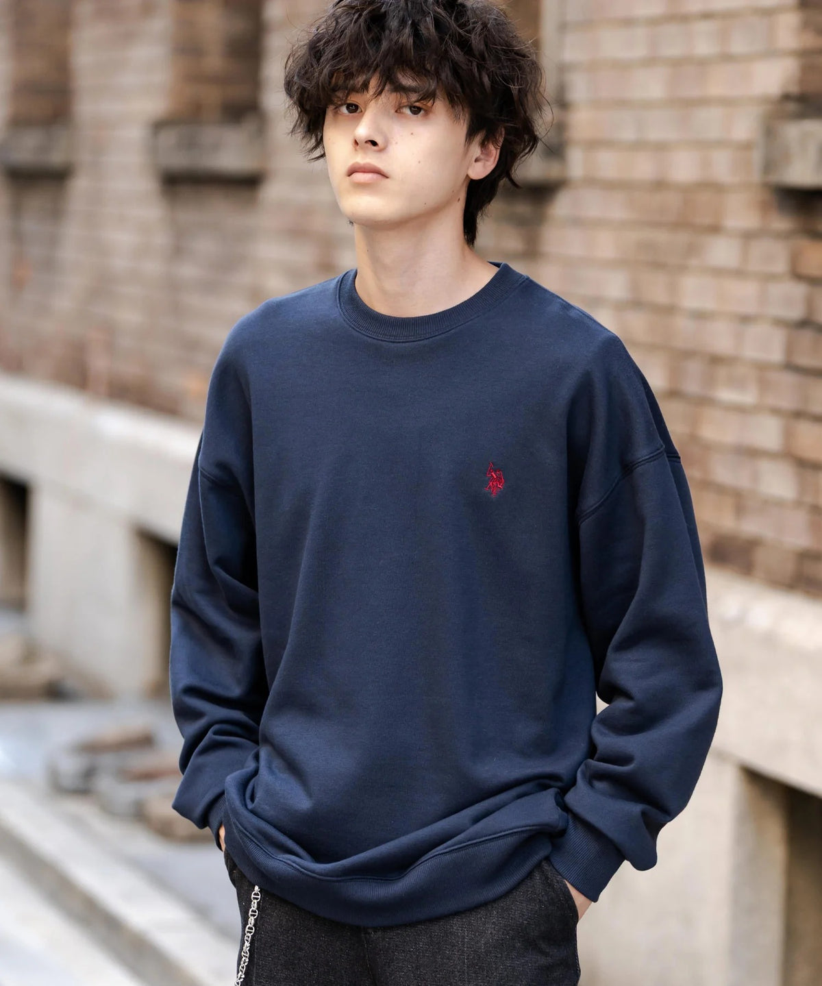 U.S. POLO ASSN. / 寬鬆刷毛刺繡 圓領衫(日本聯名限定)