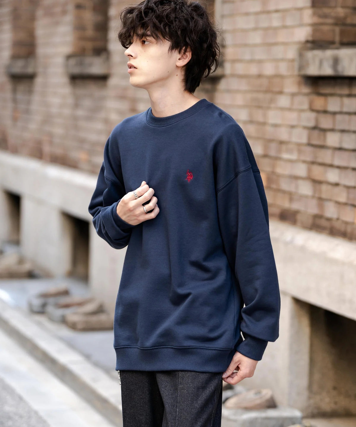 U.S. POLO ASSN. / 寬鬆刷毛刺繡 圓領衫(日本聯名限定)