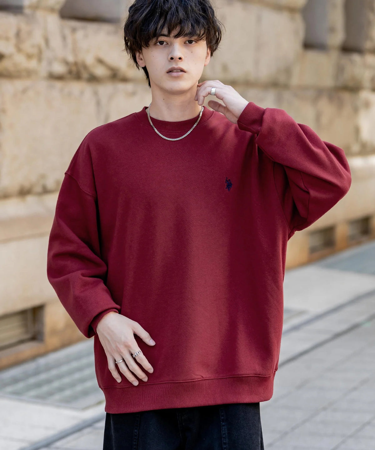 U.S. POLO ASSN. / 寬鬆刷毛刺繡 圓領衫(日本聯名限定)