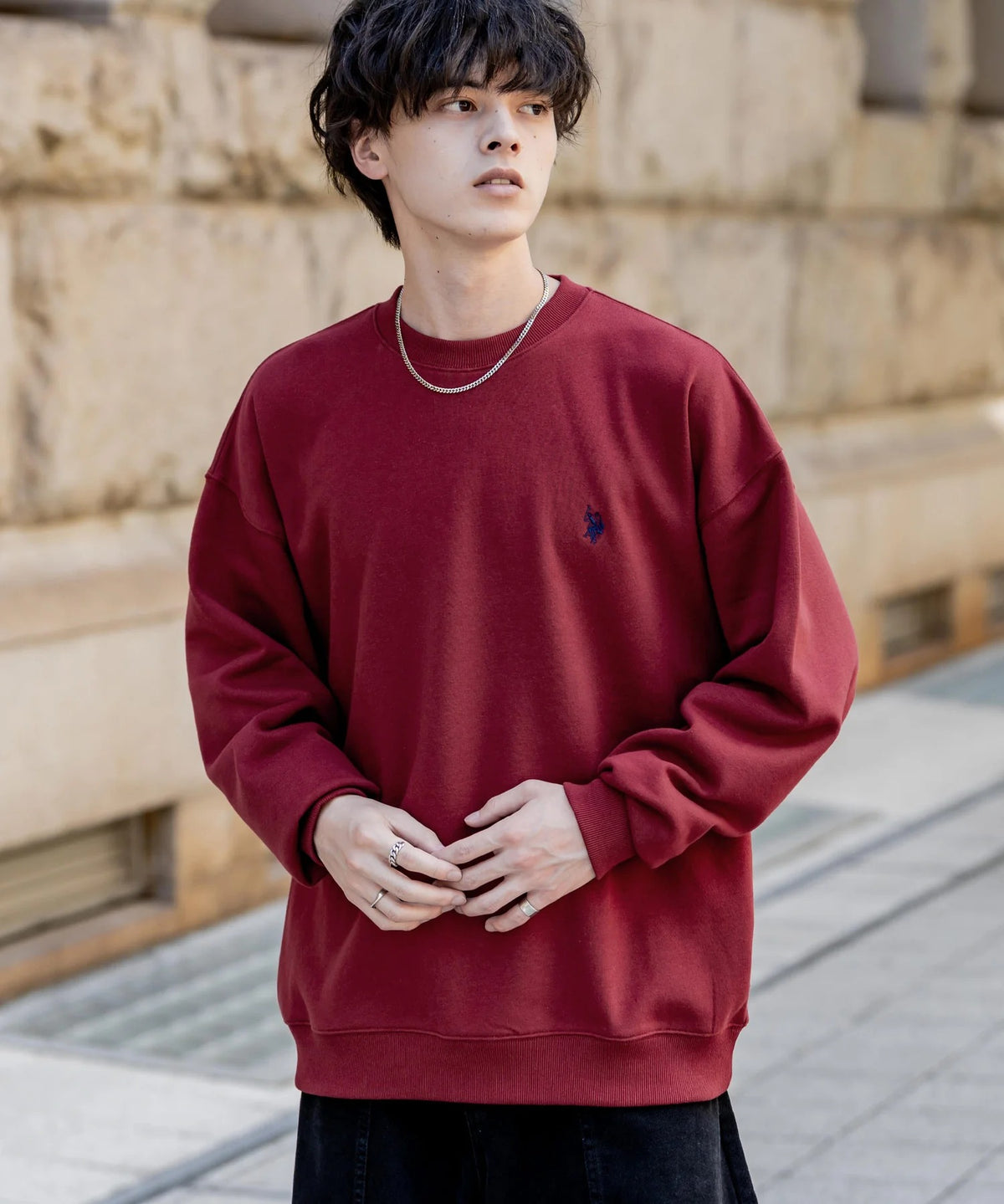 U.S. POLO ASSN. / 寬鬆刷毛刺繡 圓領衫(日本聯名限定)