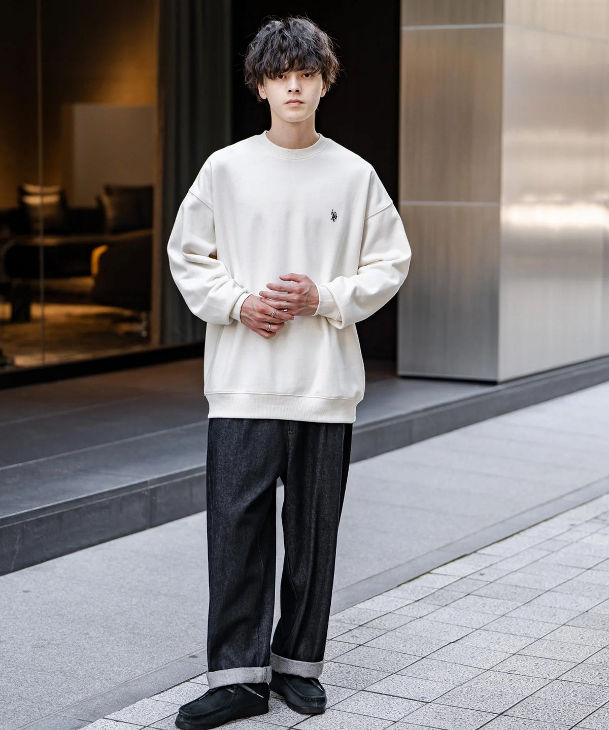 U.S. POLO ASSN. / 寬鬆刷毛刺繡 圓領衫(日本聯名限定)