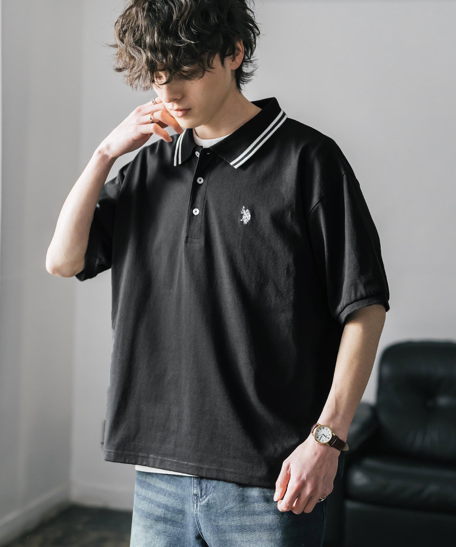 U.S. POLO ASSN. / 刺繡標誌天竺短袖Polo衫