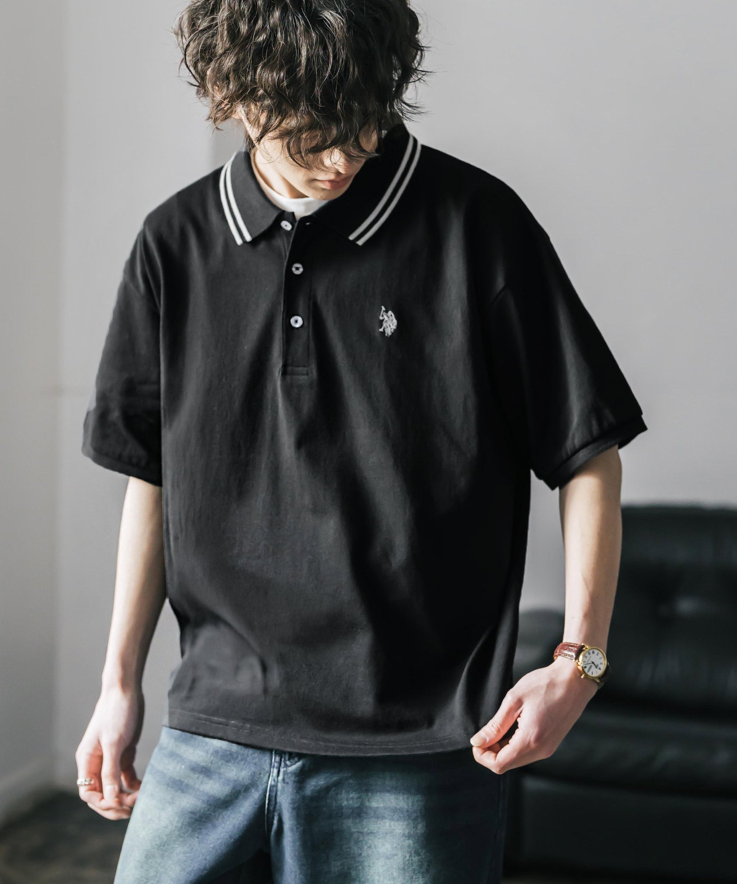 U.S. POLO ASSN. / 刺繡標誌天竺短袖Polo衫