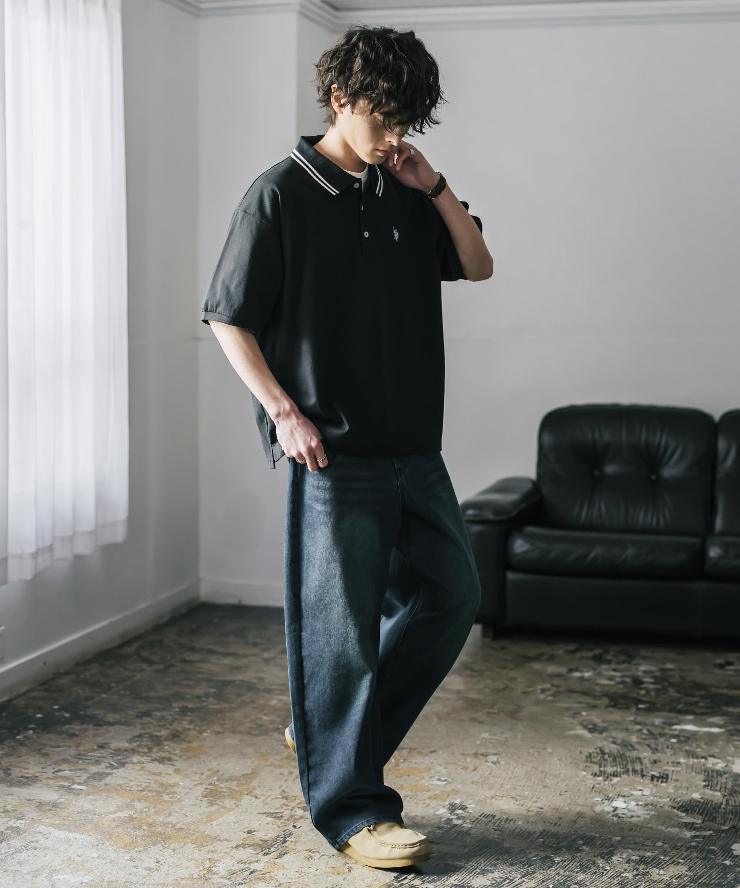 U.S. POLO ASSN. / 刺繡標誌天竺短袖Polo衫