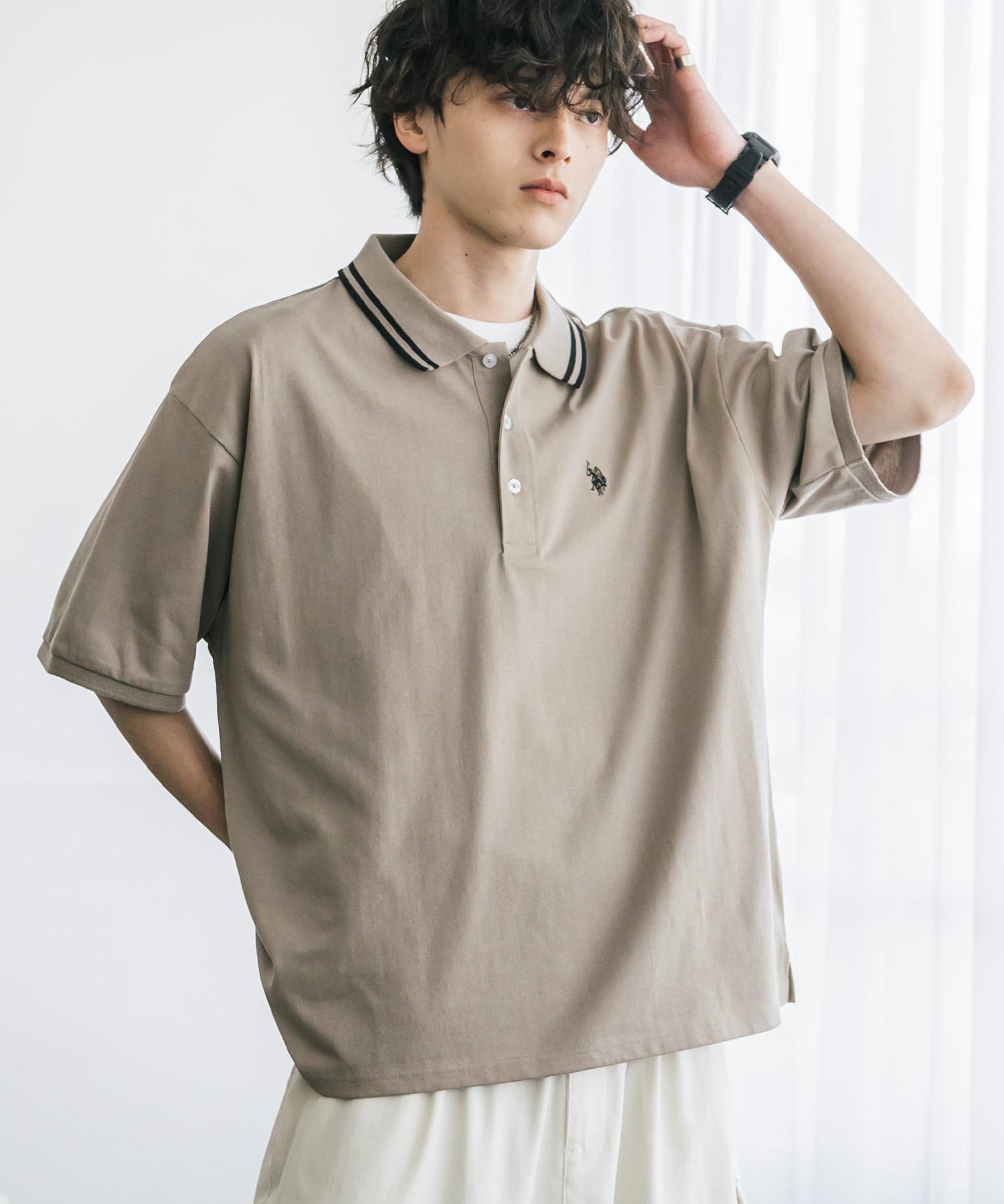U.S. POLO ASSN. / 刺繡標誌天竺短袖Polo衫