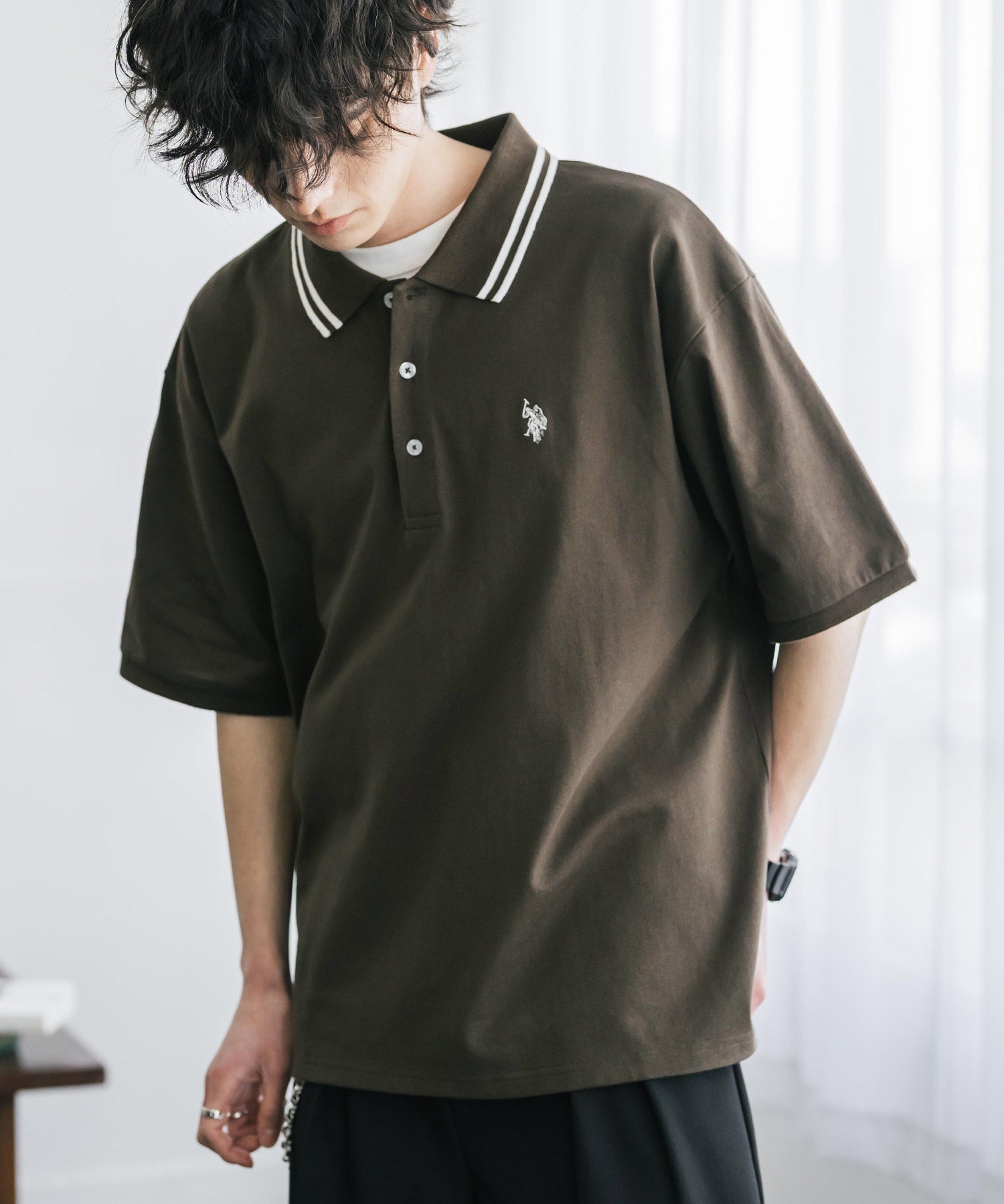 U.S. POLO ASSN. / 刺繡標誌天竺短袖Polo衫