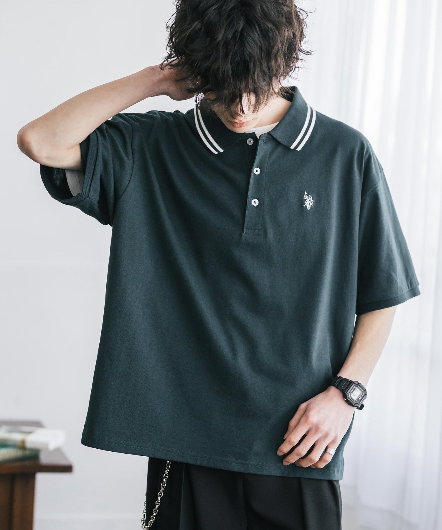 U.S. POLO ASSN. / 刺繡標誌天竺短袖Polo衫