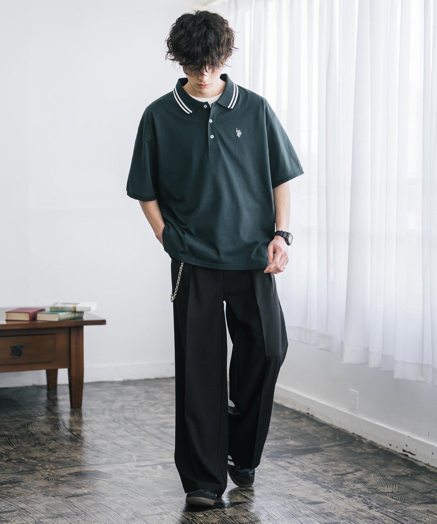 U.S. POLO ASSN. / 刺繡標誌天竺短袖Polo衫
