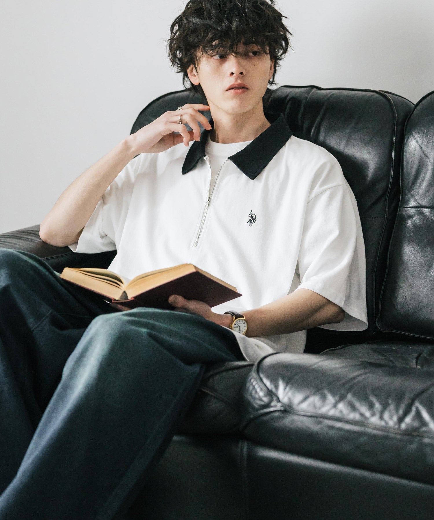 U.S. POLO ASSN. / 半拉鍊刺繡短袖 Polo 衫