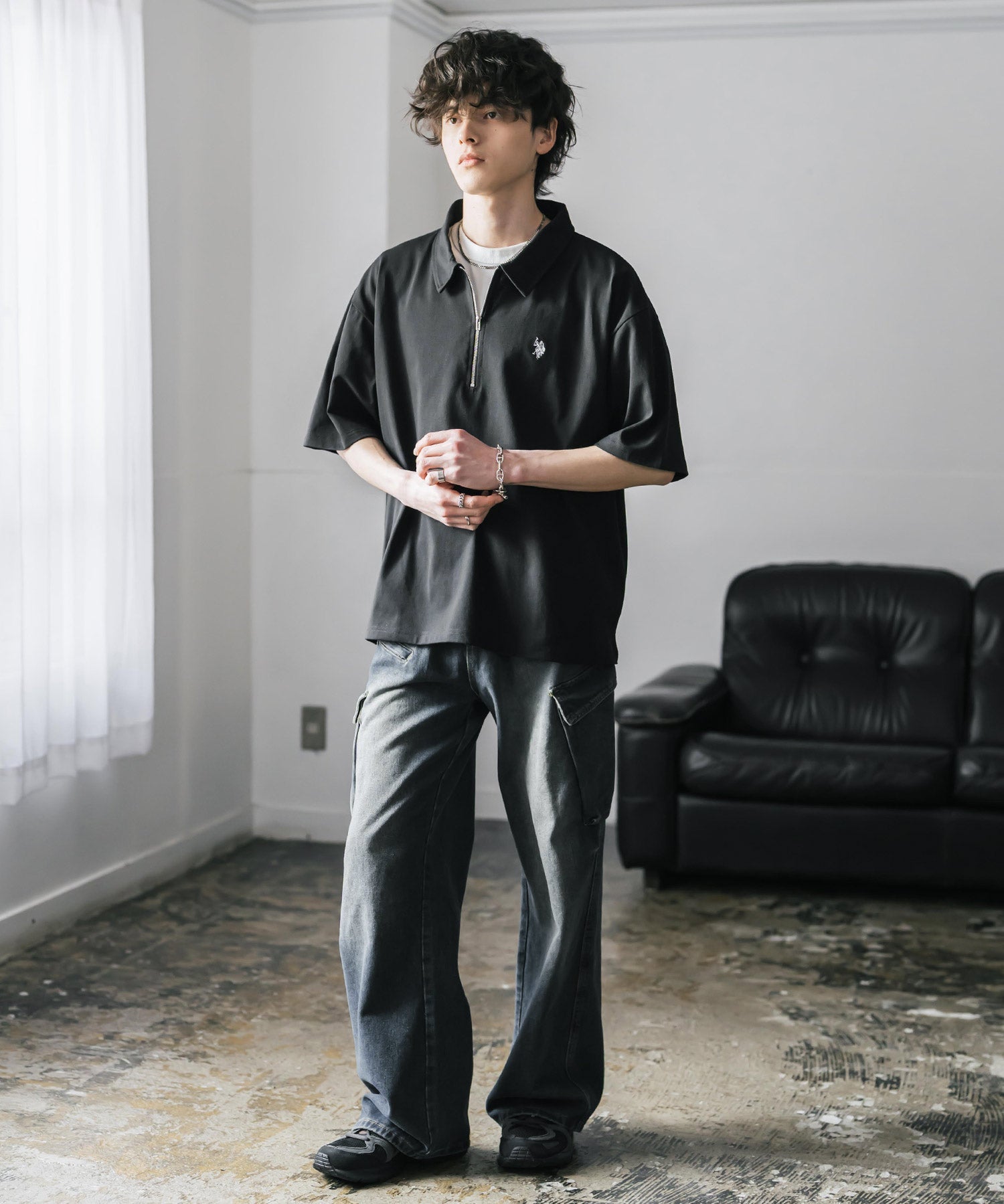 U.S. POLO ASSN. / 半拉鍊刺繡短袖 Polo 衫