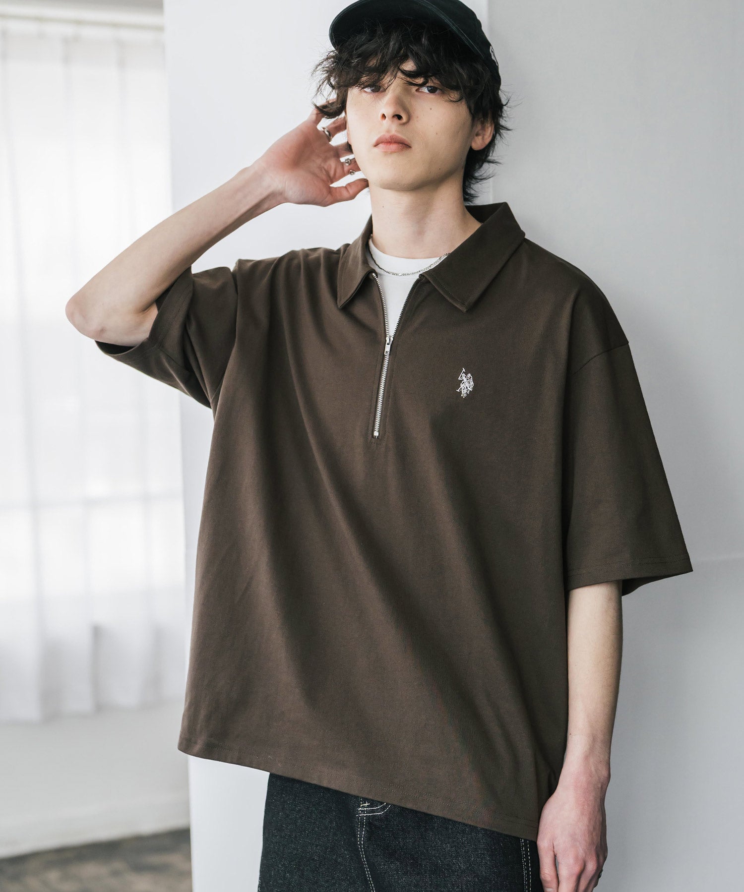 U.S. POLO ASSN. / 半拉鍊刺繡短袖 Polo 衫