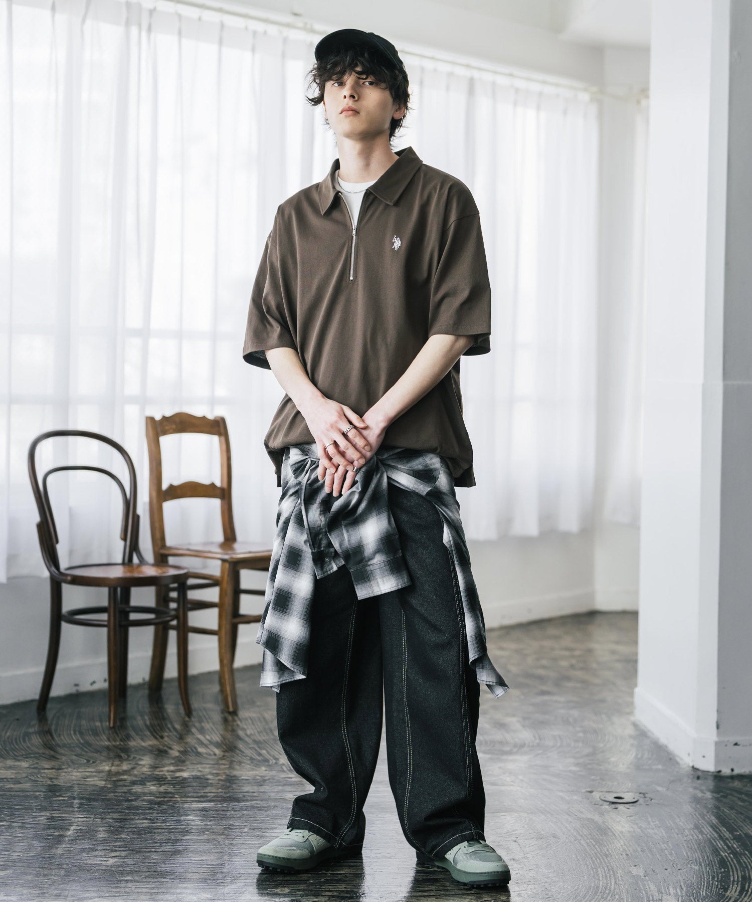 U.S. POLO ASSN. / 半拉鍊刺繡短袖 Polo 衫