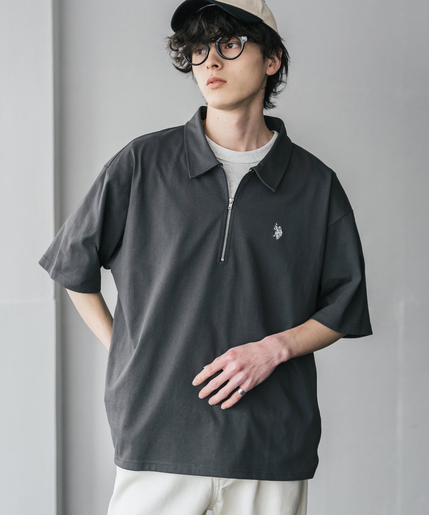 U.S. POLO ASSN. / 半拉鍊刺繡短袖 Polo 衫
