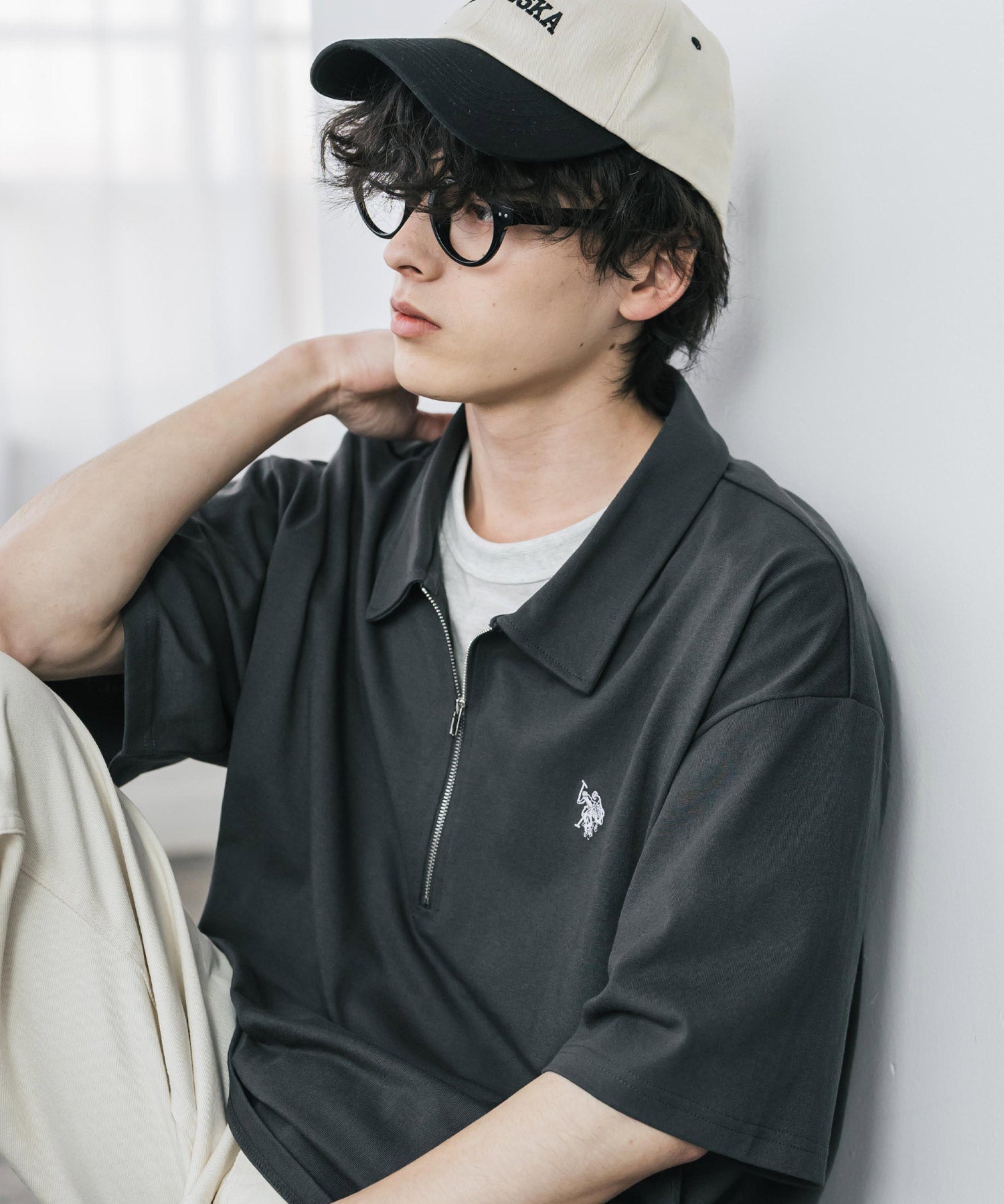 U.S. POLO ASSN. / 半拉鍊刺繡短袖 Polo 衫