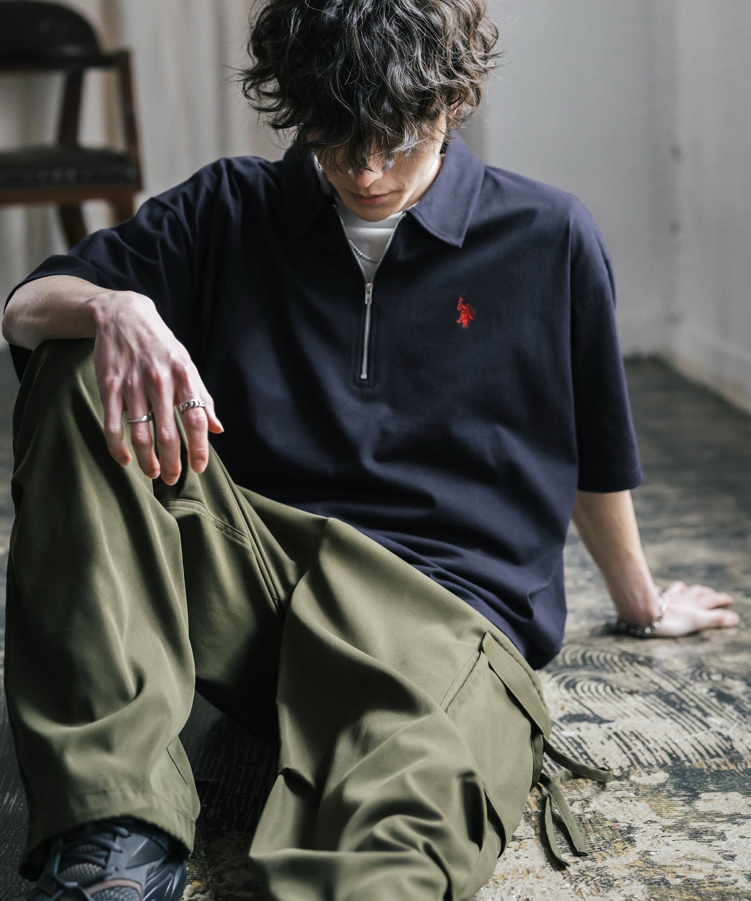 U.S. POLO ASSN. / 半拉鍊刺繡短袖 Polo 衫
