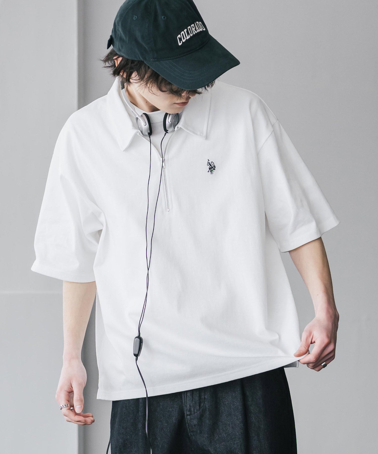 U.S. POLO ASSN. / 半拉鍊刺繡短袖 Polo 衫