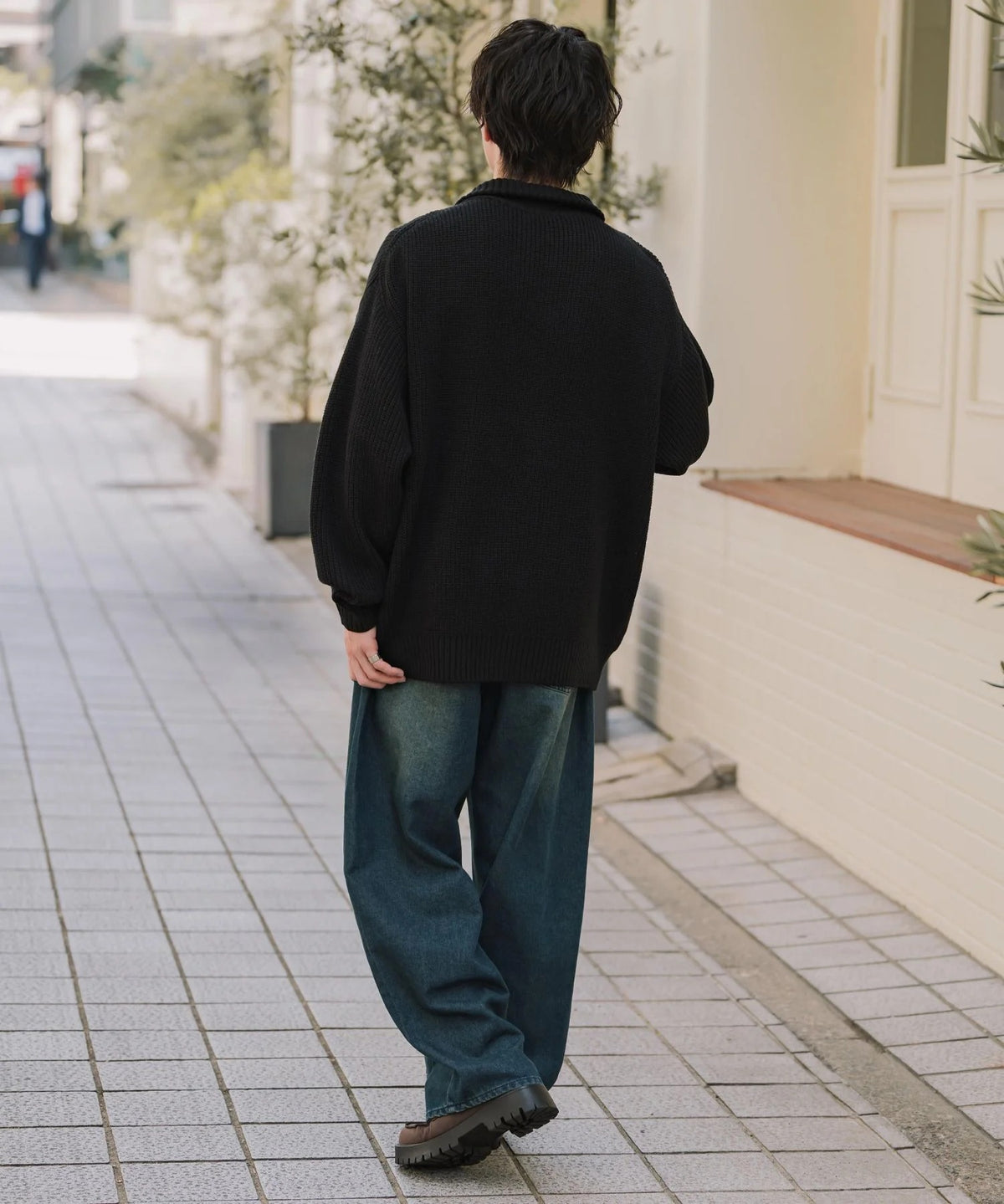 U.S. POLO ASSN. / 寬鬆畦編刺繡 半拉鍊針織衫(日本聯名限定)