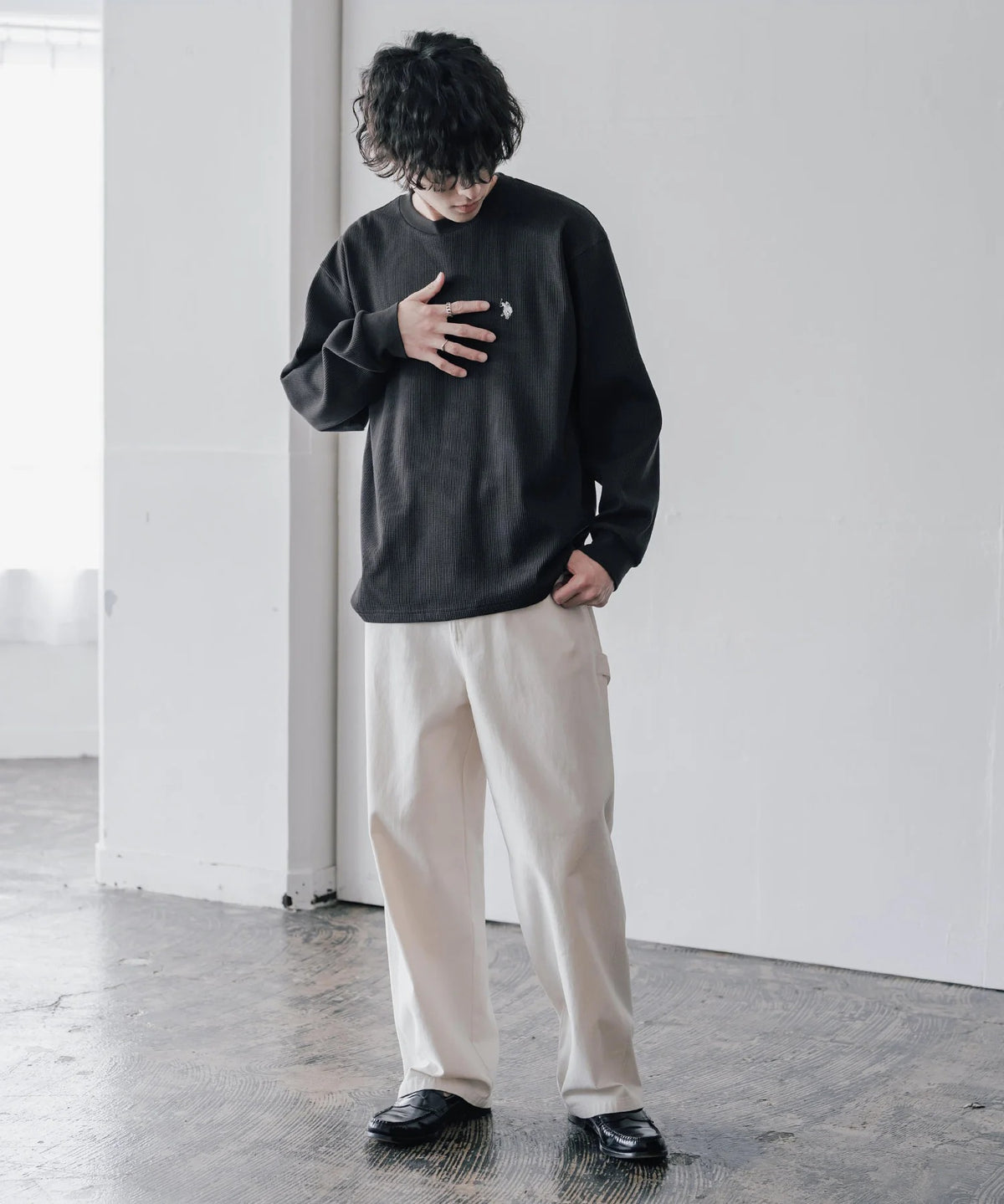 U.S. POLO ASSN. / 刺繡格紋圓領長袖T恤(日本聯名限定)