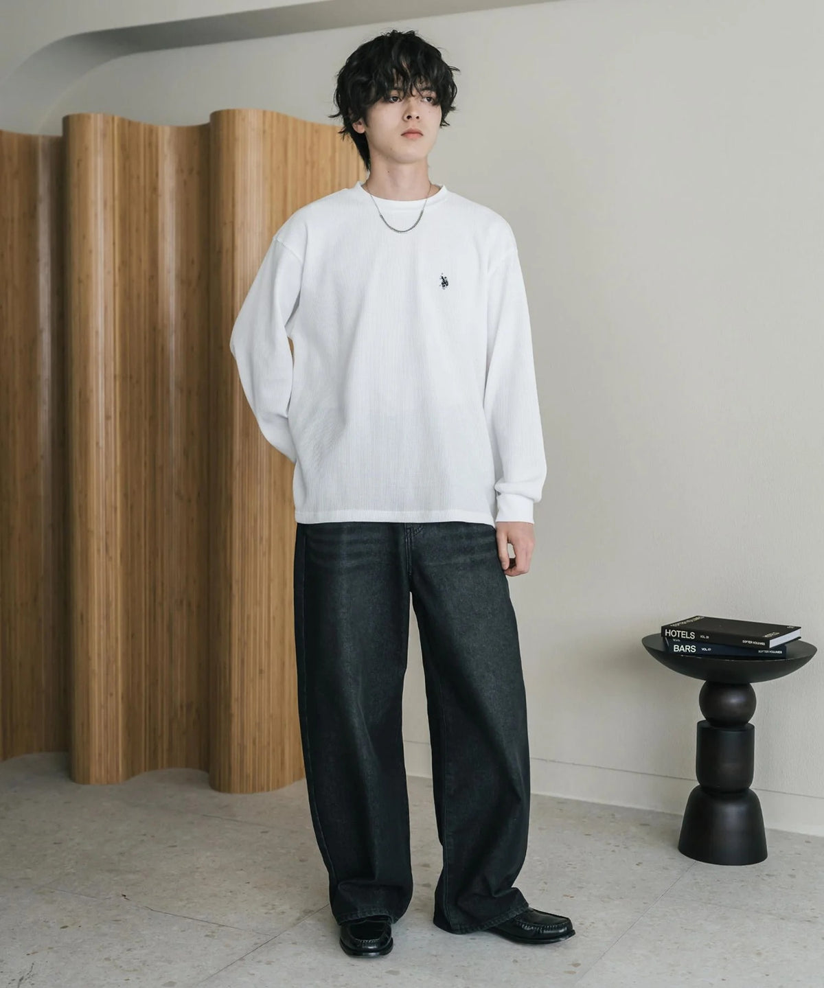 U.S. POLO ASSN. / 刺繡格紋圓領長袖T恤(日本聯名限定)