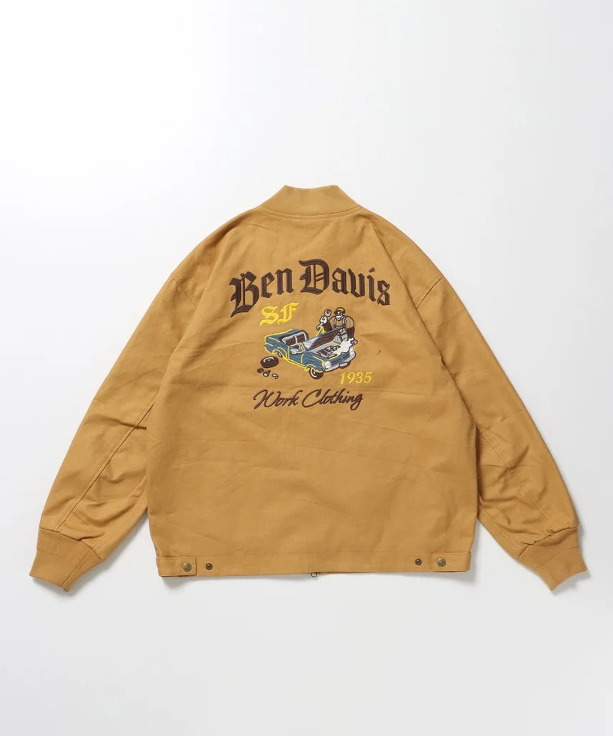 BEN DAVIS / 復古刺繡羅紋袖口 帆布工作外套