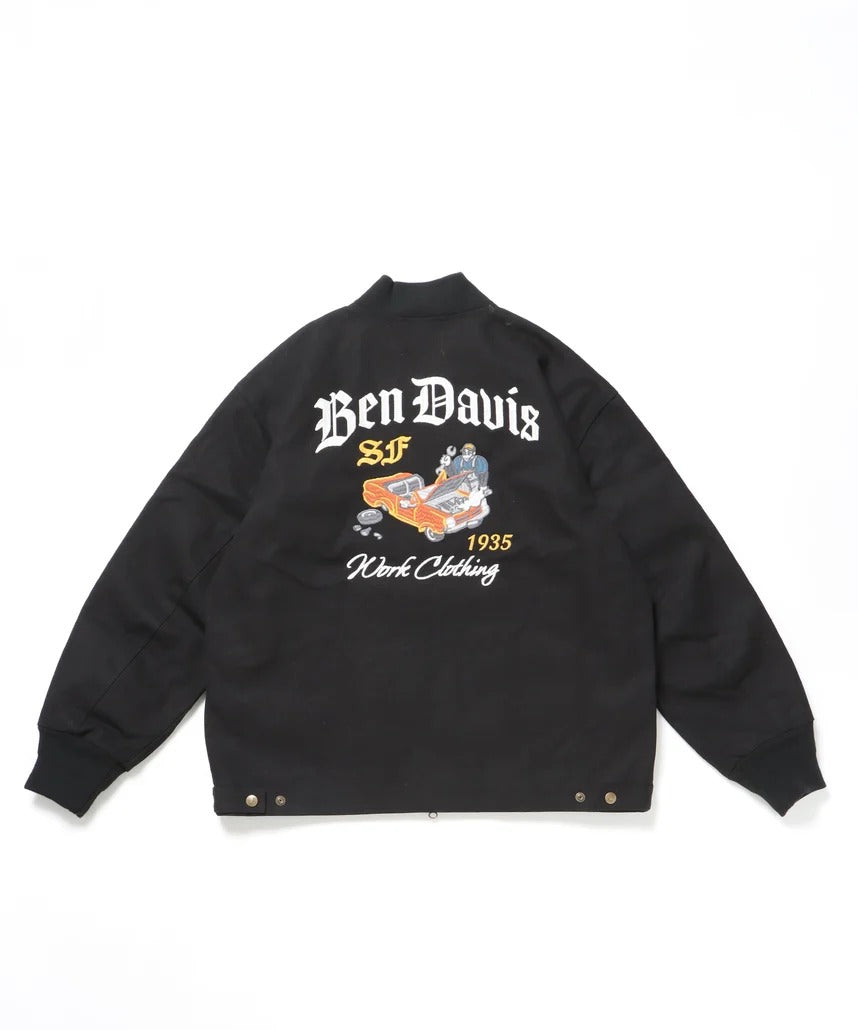 BEN DAVIS / 復古刺繡羅紋袖口 帆布工作外套