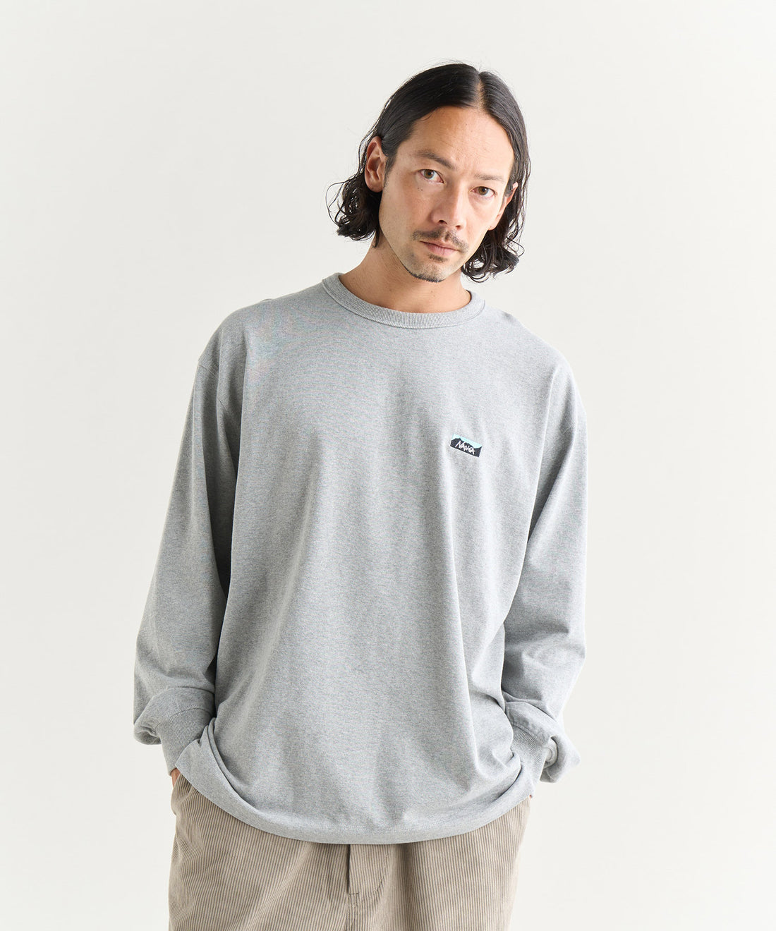 NANGA ECO HYBRID BOX LOGO EMBROIDERY L/S TEE(UNISEX) / 刺繡長袖T恤