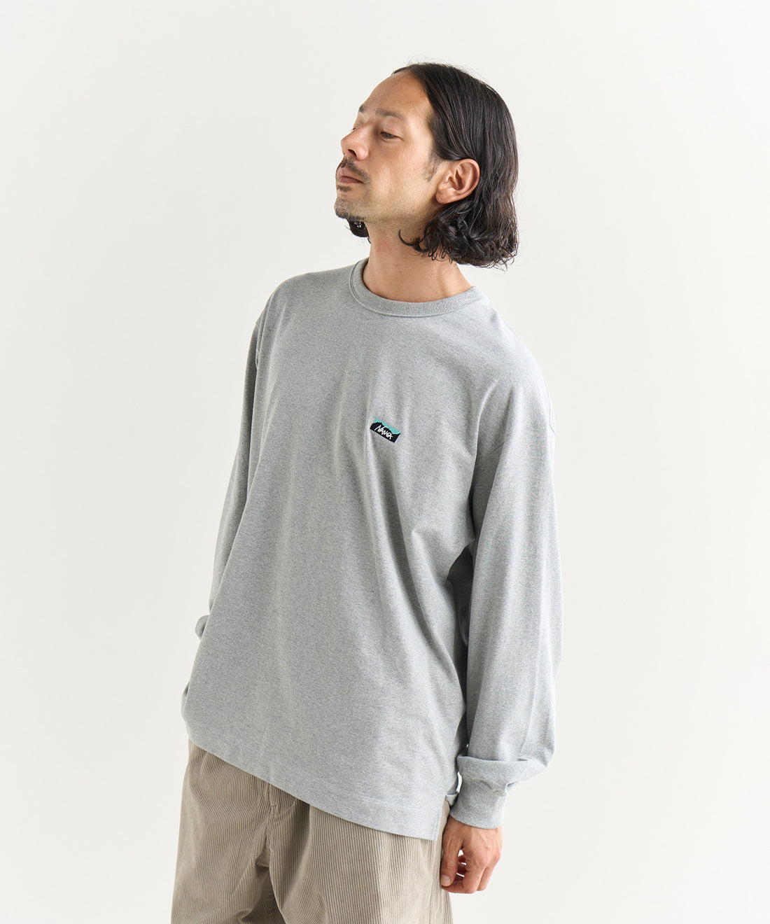 NANGA ECO HYBRID BOX LOGO EMBROIDERY L/S TEE(UNISEX) / 刺繡長袖T恤