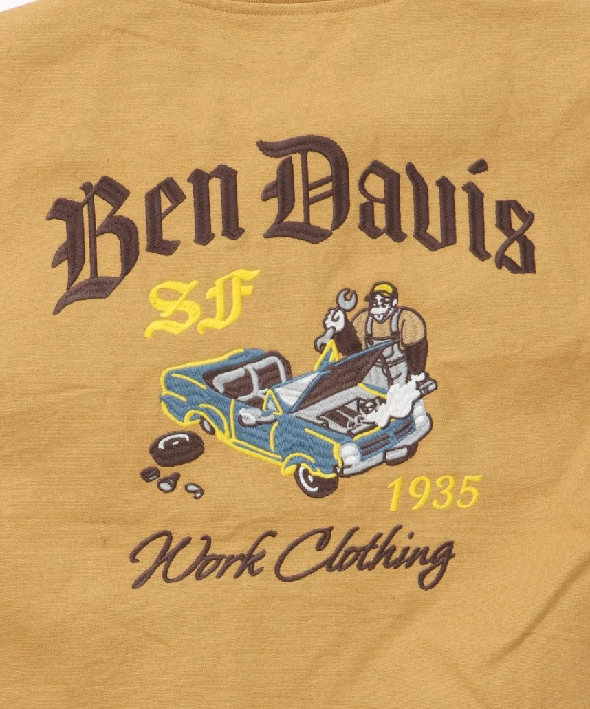 BEN DAVIS / 復古刺繡羅紋袖口 帆布工作外套
