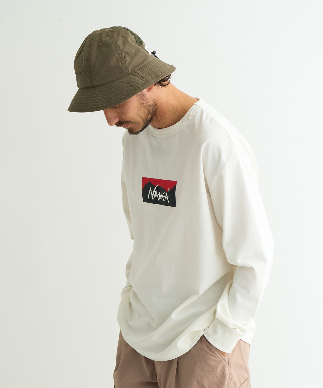NANGA ECO HYBRID BOX LOGO L/S TEE(UNISEX) / 長袖T恤