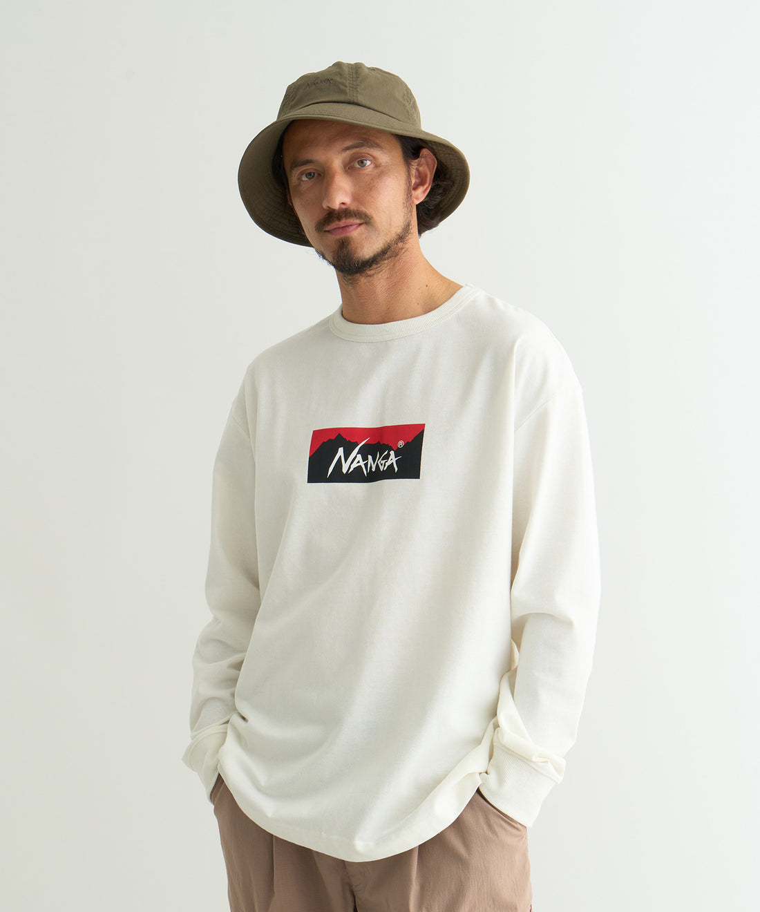 NANGA ECO HYBRID BOX LOGO L/S TEE(UNISEX) / 長袖T恤