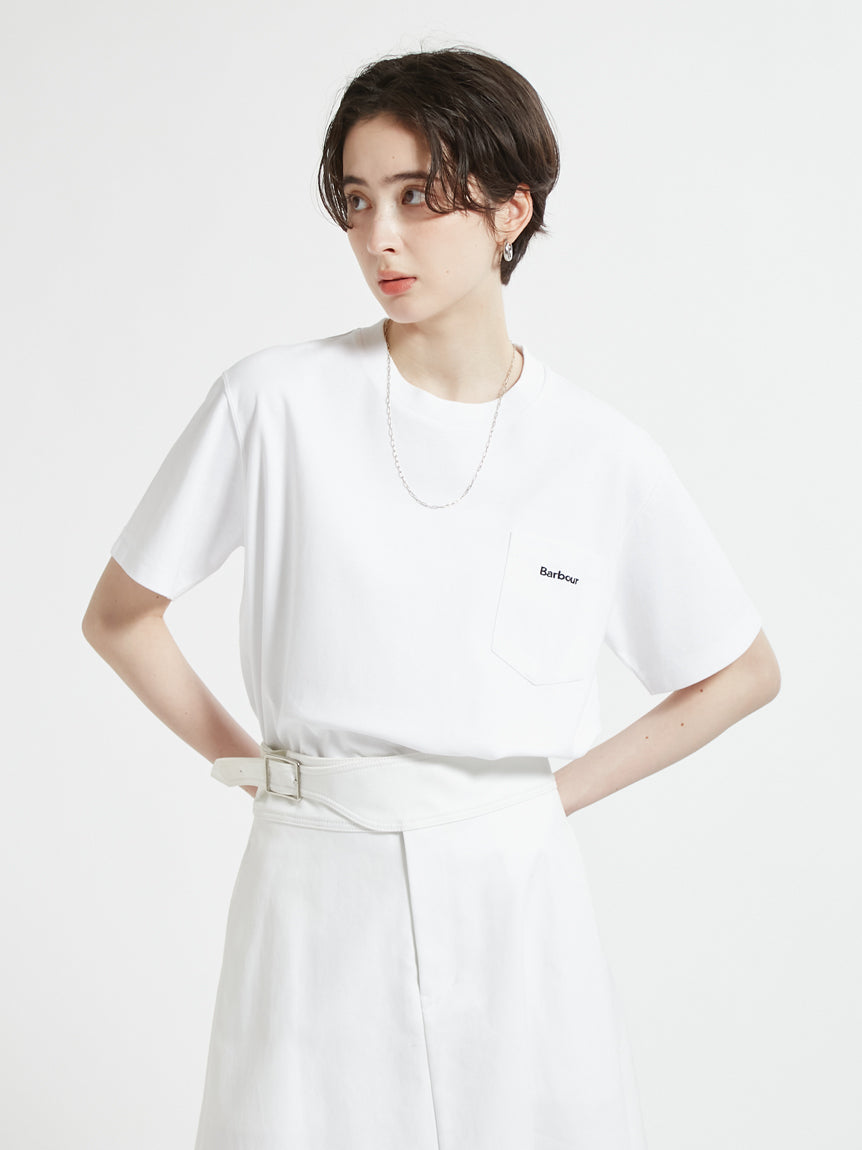 BARBOUR / 胸口刺繡口袋羅馬布 短袖T恤(日本限定/女裝)