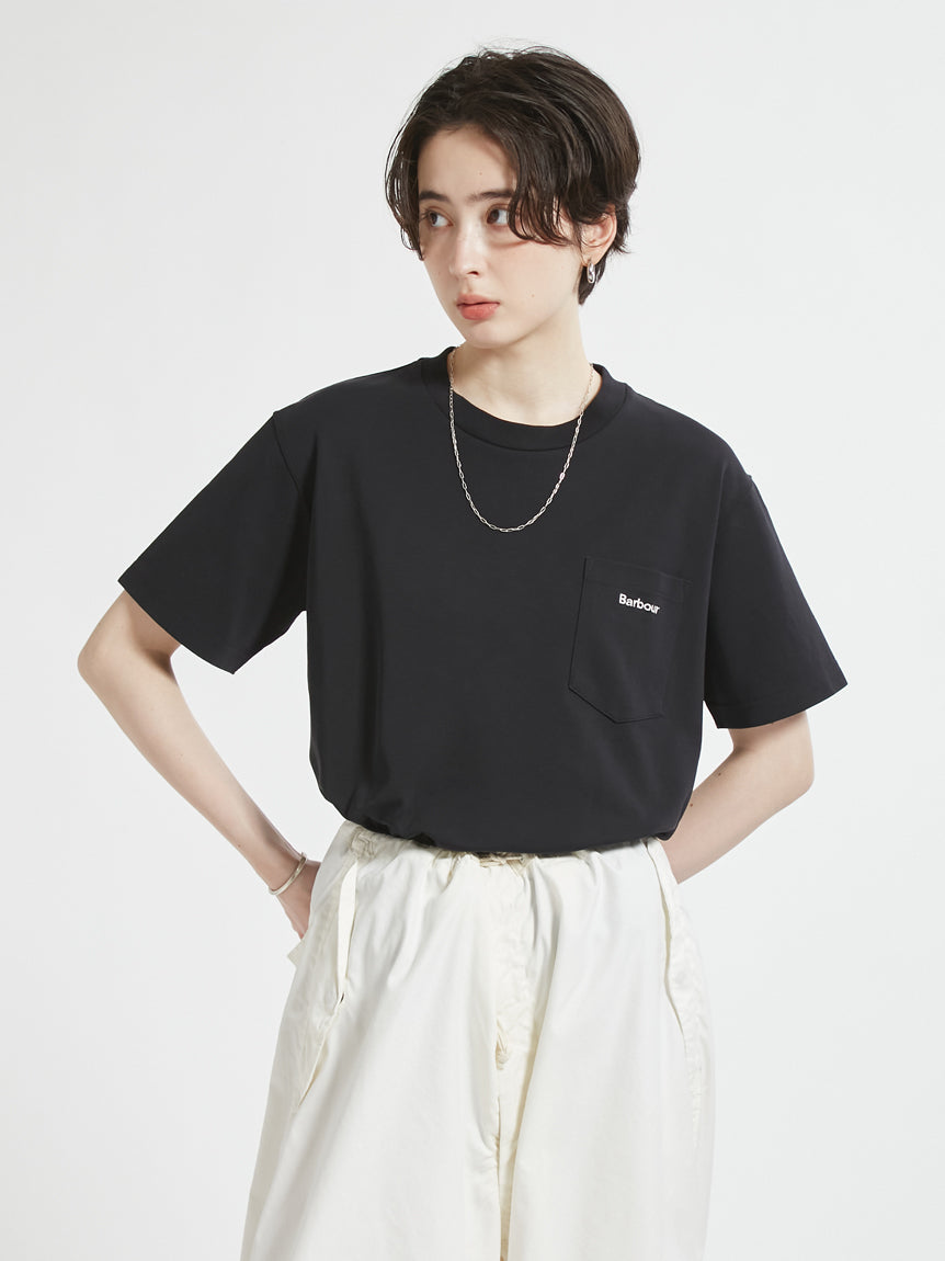 BARBOUR / 胸口刺繡口袋羅馬布 短袖T恤(日本限定/女裝)