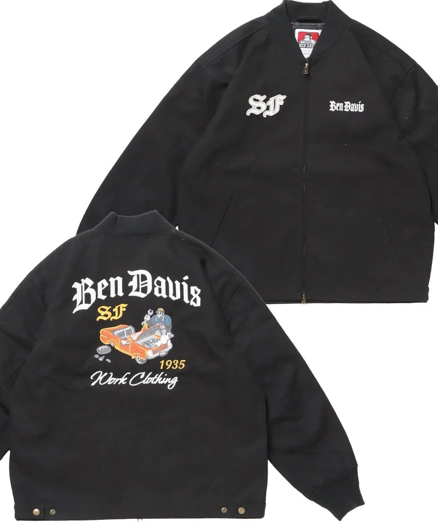 BEN DAVIS / 復古刺繡羅紋袖口 帆布工作外套