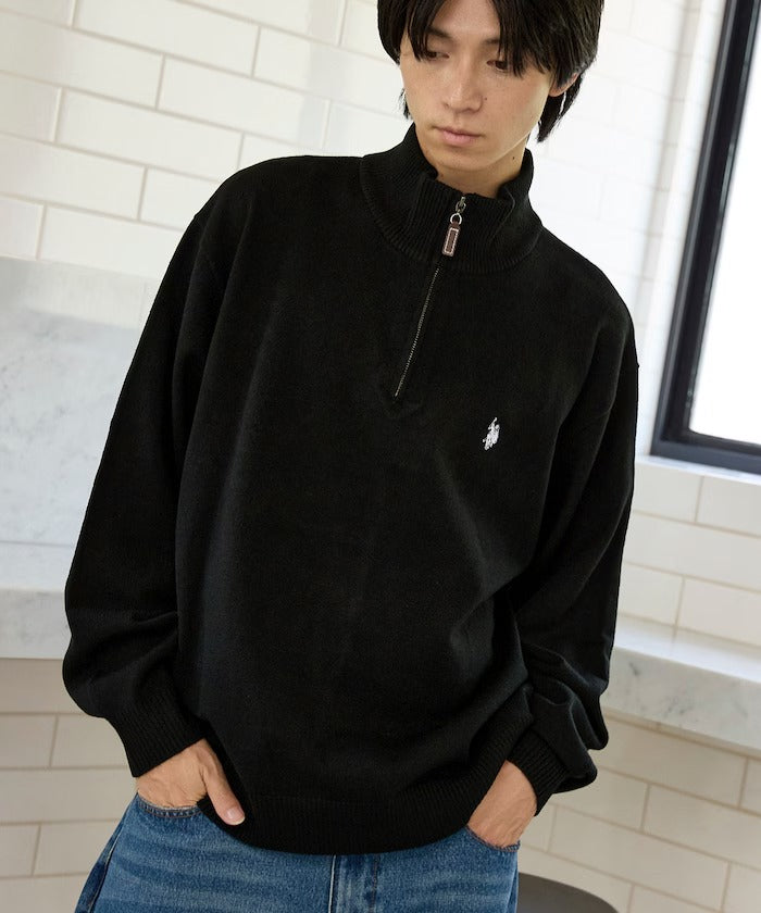 U.S. POLO ASSN. × PUBLUX / 刺繡半拉鍊針織衫(日本聯名限定)