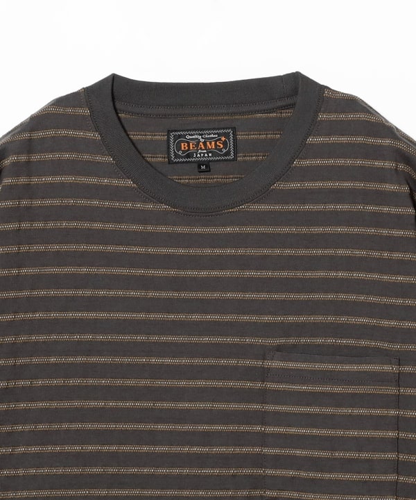 BEAMS PLUS / 立體織紋長袖口袋T恤