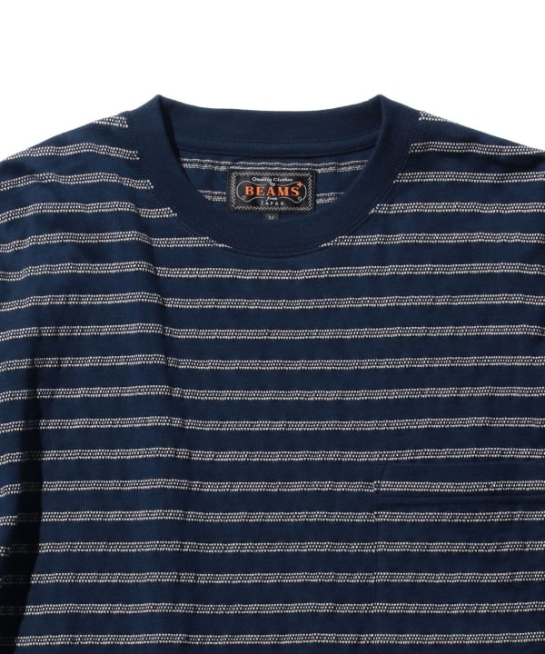 BEAMS PLUS / 立體織紋長袖口袋T恤