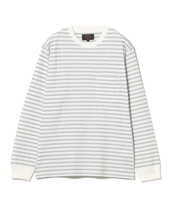 BEAMS PLUS / 立體織紋長袖口袋T恤