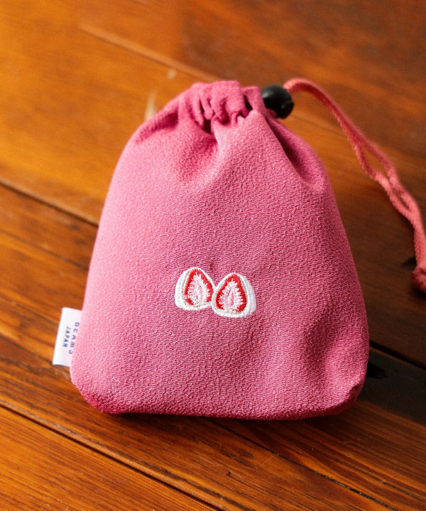 BEAMS JAPAN / 和菓子刺繡縮緬束口袋