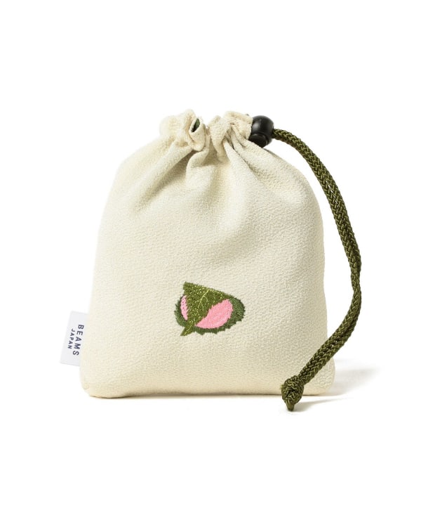 BEAMS JAPAN / 和菓子刺繡縮緬束口袋